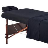 Master Massage Set de drapage 3 en 1 en flanelle pour table de massage, drap plat, taie d'oreiller pour visage noir