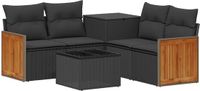 vidaXL Bankstel Zwart Poly Rattan en Staal