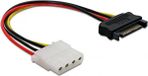 DeLOCK 15-pins SATA (male) naar 4-pin 5,25" (female) adapter