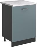 Vicco Keukenonderkast R-Line, Blauw-grijs/Antraciet, 60 cm met 1 deur marmer werkblad
