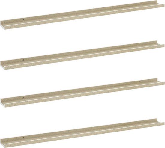 vidaXL Wandschappen 4 stuks 115x9x3 cm wit en sonoma eikenkleurig