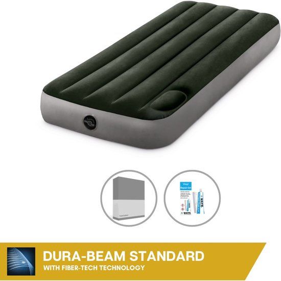 Intex Luchtbed - 1 Persoons - 76x191x25 cm - Groen - Met Ingebouwde Pomp + Hoeslaken + Reparatieset