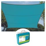 Perel Schaduwdoek 3.6 x 3.6 m, vierkant schaduwzeil als zonwering voor tuin en terras, waterafstotend polyester 160 g/m2, UV-bescherming 90%, ademend zonnedoek met RVS O-ringen, blauw