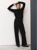 Next - Dames - Modieus gesneden petite broek met wijde pijpen en wol - Petite - Zwart