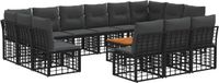 vidaXL Buiten bankenset 14 st Zwart en Donkergrijs Polyester