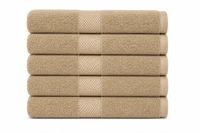 The Linen Room Handdoeken – 50 x 100 cm – Set van 6 – 100% Katoen – 650 GSM – Licht beige