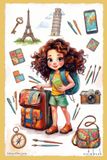 Cute Traveler Girl Unlined Notebook: Mustard Yellow 6x9 Inches 120 Pages Journal for Girls, Teens & Kids, Travel Journal, Aesthetic School Supplies & Journaling Gift