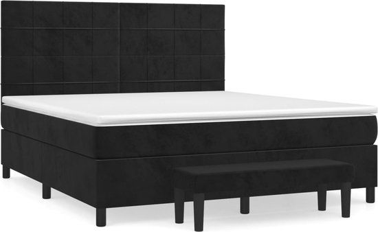 vidaXL Boxspring bed met matras fluweel zwart 160x200 cm