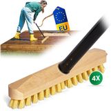 Novaliv 4X brosse de frottement en bois, petite, poils en PP avec poignées à vis pratiques, balai en quatre parties avec filetage, brosses de frottement robustes, brosse de sol pour intérieur et extérieur.
