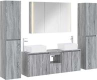 vidaXL Badkamermeubel Set 6 stuks Grijs Sonoma Bewerkt hout en glas
