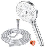 YEAUPE douchekop waterbesparend 7,5 l/min – hogedrukdouchekop met 3 straalsoorten, douchekop tegen kalk, groot (130 mm diameter), chroom
