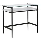 Henn&Hart Home Office, zwart/Faux White Stone, 36" Wide