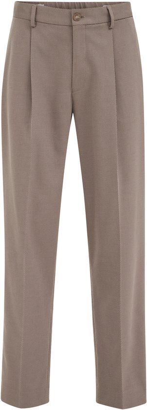 WE Fashion Heren loose fit pantalon met bandplooi en structuur