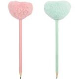 CRELANDO® Carnet avec couverture peluche (stylos cœur)