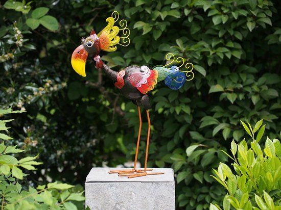 Grappige Vogel Tuinbeeld - Vreemd Vogeltje - Metaal - 56 cm