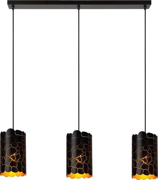 Lucide ALMELO - Hanglamp - 3xE27 - Zwart - Rechthoek - Metaal - Met dimfunctie