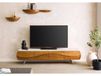 Meuble TV en bois d'acacia 204x40x45 laqué naturel / marbre blanc MONTREAL #124