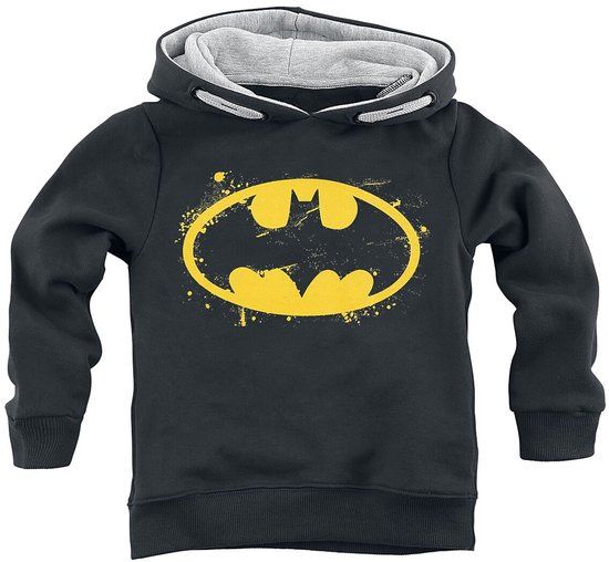 Batman Kids - Spray Logo Unisex Trui met capuchon - Zwart - 164