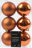 Decoris Kerstballen - 12 stuks - 8 cm - Koper/Cognac Bruin - Kunststof