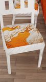 PETTI Artigiani Italiani - Zitkussen voor keukenstoelen, set van 6, oranje marmereffect, 40 x 40 cm