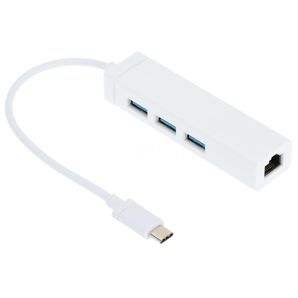 Coretek USB-C naar 3x USB3.0 Hub & Ethernet LAN adapter - 0 15 meter