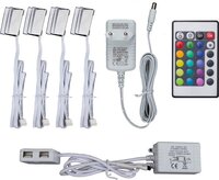 B.K.Licht - LED RGB Glasplaatverlichting - 4-delig - Afstandsbediening - Chroom