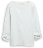 Tom Tailor - T-shirt met lange mouwen en omgeslagen mouwen - Maat XXL - offwhite mint small stripe