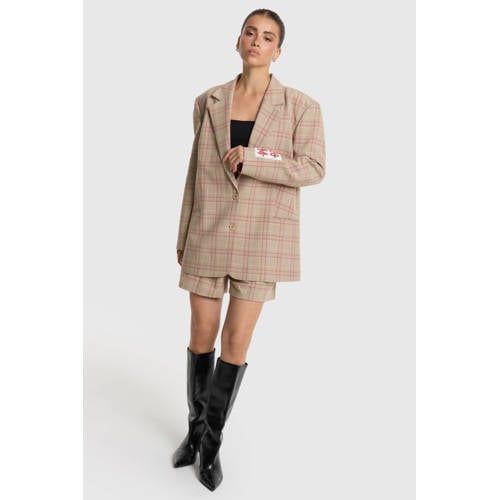 Alix the Label geruite oversized blazer - crème