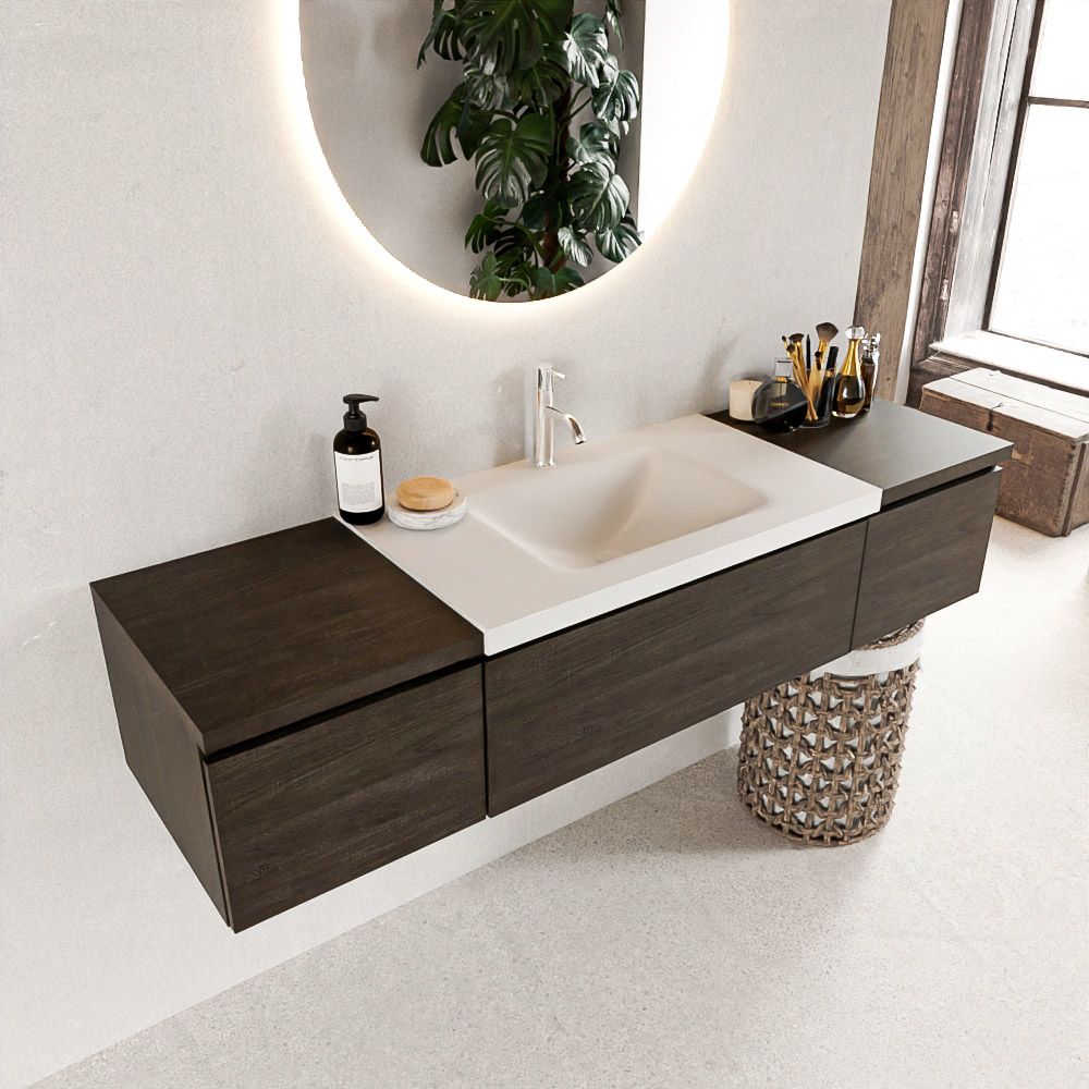 Mondiaz Bukla badmeubel 160cm Dark Brown en Talc