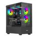 Nuwo Clash CK500 Gaming PC-behuizing ATX Mid-Tower, 3 ARGB-ventilatoren, 120 mm, voor- en zijplaat van gehard glas, zonder frame, zwart