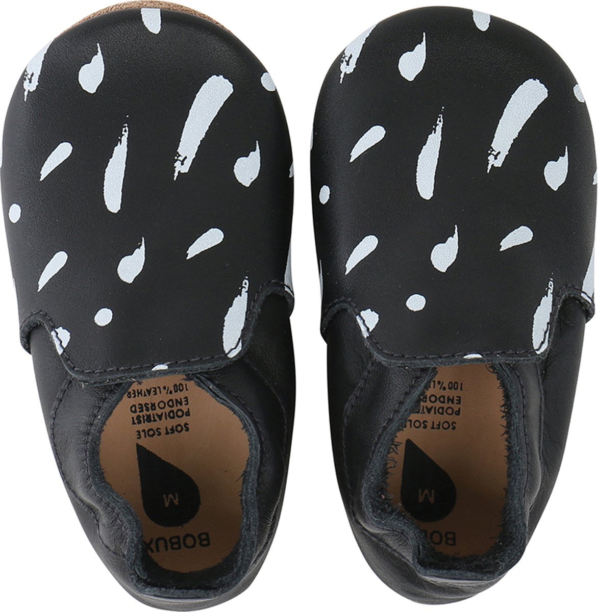 Bobux babyslofjes black white paint trims loafer - maat 32