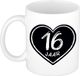 Bellatio Decorations cadeau mok/beker - 16 jaar - verjaardag - keramiek - 300 ml