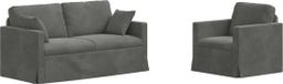 vidaXL Canapé 2 places Velours gris foncé