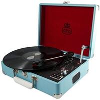 GPO SW196BBLU Attache Portable USB Turntable with Speakers Blue
