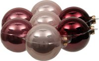 Othmara decorations Othmar Decorations Bv 8x stuks kerstversiering kerstballen roze tinten van glas - 10 cm - mat/glans - Kerstboomversiering