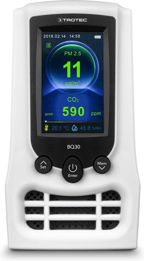 TROTEC CO2-luchtkwaliteitsmonitor en deeltjesmeetapparaat BQ30