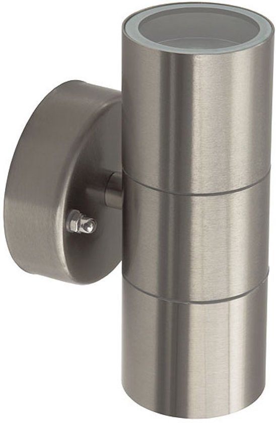 Eco-Led Tuinverlichting lamp schijnt naar boven en naar beneden, inclusief 2 GU 10 halogeen spots - Zilver
