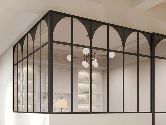 Vente-unique Hoekraam werkplaats met art-decostijl van gepoedercoat aluminium L180 x B180 x H130 cm - Zwart - ARCADEA L 180 cm x H 130 cm x D 180 cm