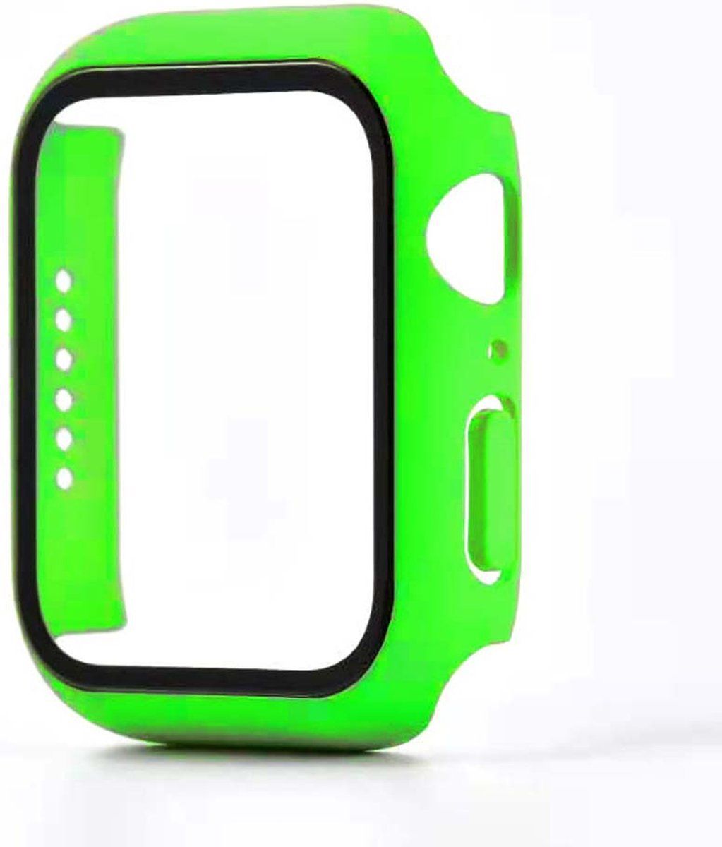 Smartphonica Hoesje met glazen screenprotector voor Apple Watch 40mm - Groen