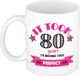 Bellatio Decorations Verjaardag cadeau mok 80 jaar - roze - grappig - 300 ml - keramiek
