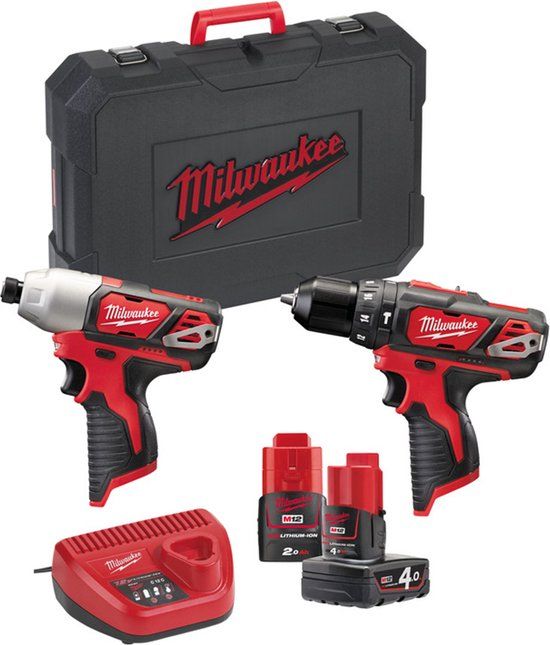 Milwaukee M12 BPP2B-421C Twin Pack - M12BPD + M12BID - 12V - Incl. 2x Accu's & Koffer