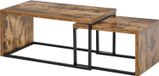 HOMCOM Lot de 2 Tables Basses gigognes Design Industriel encastrable dim. Grande Table 90L x 48l x 42H cm métal Noir Aspect Vieux Bois