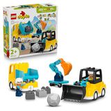 LEGO DUPLO 3-in-1 Bouwvoertuigen – Educatief Montessori Speelgoed voor Peuters met Vrachtwagens, Graafmachine en Lader – Cadeau-idee voor Jongens en Meisjes vanaf 2 Jaar – 10475