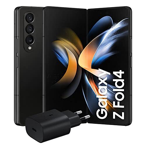 SAMSUNG Samsung Galaxy Z Fold4 smartphone 5G oplader inbegrepen, Android SIM Free, 256 GB, Dynamic AMOLED-display 2 x 6,2 inch 7,6 inch 1,2, Phantom Black 2022 [Italiaanse versie]