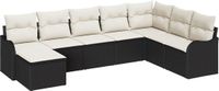 vidaXL Tuinbank - Set - 8-delig - Zwart - Polyrattan