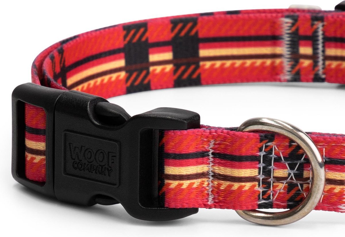 Woof Company - Hondenhalsband met kliksluiting - Lara - Rood - Grote Hond - Halsband met kleur rood