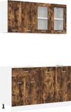 vidaXL Keukenunit LYON 4 stuks Gerookte eik bewerkt hout