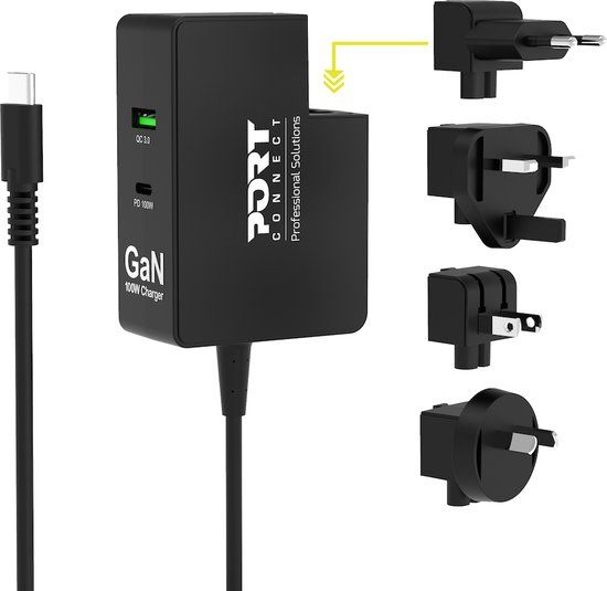 PORT Designs Port Connect Universele Reis Oplader USB-C PD 100W GaN Zwart