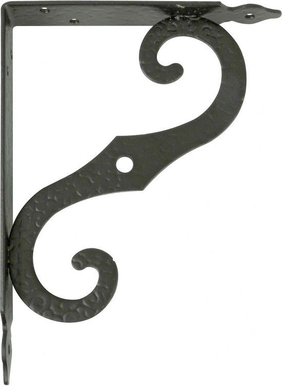 AMIG Plankdrager/steun/muurbeugel Barok - metaal - zwart - H150 x B115 mm - Tot 90 kg