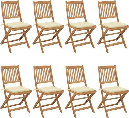 vidaXL Tuinstoelen 8 stuks inclusief kussens massief acaciahout